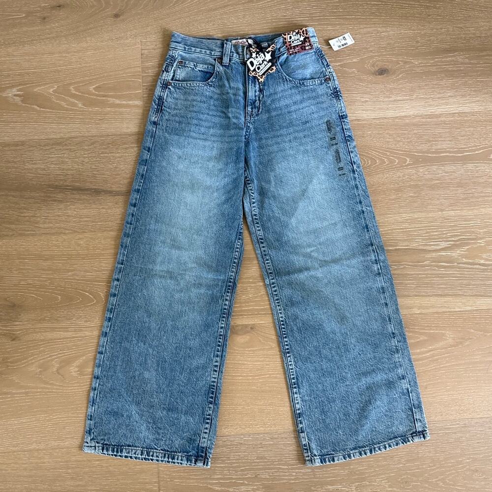 Deja Clark for Aeropostale Jeans Low Rise Baggy 8 Ball Cherries Size XS Blue